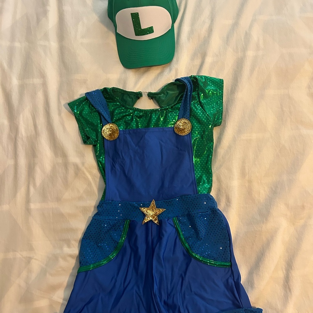 Girls Super Mario Brothers Luigi Halloween Costume Set
